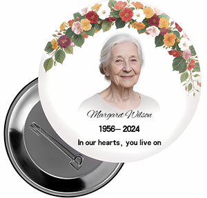 Индивидуальная старинная нержавеющая жестяная жесть памятные значки индивидуального цвета круглые сувениры для запоминания умерших родственников - Product Image 1