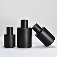Flacon de parfum en verre noir mat de luxe, cylindrique, 30 ml, 50 ml, 100 ml, flacons vaporisateurs ronds à col serti, emballage cosmétique