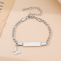 Mode minimaliste DIY Bracelet en acier inoxydable Couronne en forme de coeur, papillon et étoile Pendentif Accessoires Bracelet personnalisé