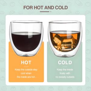 Verres réutilisables isolés écologiques Tasses et tasses à café à cappuccino de 250ml en <span class=keywords><strong>verre</strong></span> transparent à double paroi de 8oz bon marché - Product Image 4
