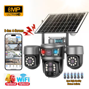 Caméra PTZ WiFi extérieure 8MP 1080P à quatre objectifs avec zoom 10x, suivi automatique, panoramique/inclinaison, vision nocturne couleur, audio bidirectionnel, compatible téléphone mobile - Product Image 1