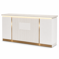 Comptoir de réception de salon personnalisé en MDF de luxe avec éclairage LED et design durable pour utilisation commerciale à l'accueil