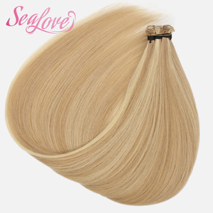 Extension di Capelli Umani Annodati a Mano, Alta Densità, Punte Pieno Pienamente Riempiute, <span class=keywords><strong>Biondo</strong></span> Miele Misto, 22 Pollici, per Saloni Professionali - Product Image 4