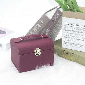 Low MOQ Custom Logo Leather Large Multi-layer Jewelry Storage Box crossing Leather children Jewelry Box with Lock