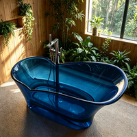 Baignoire autoportante moderne en résine de haute qualité pour hôtel, baignoire de trempage intérieure en résine