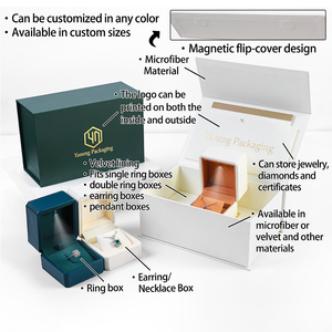 Boîte à bijoux en carton haut de gamme avec logo personnalisé, couleur et matériau sur mesure, éclairage LED pour emballage de cadeau de fiançailles de luxe - Product Image 2