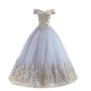 Women's Evening Gown Silver Gray Tulle Long Skirt Stage Performance Wear 3D Stereoscopic Patterns Polyester Fiber - Product Image 5