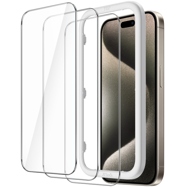 Screen Protector for iPhone 15 Pro Max 6.7-Inch, Tempered Glass Film with Easy Installation Tool, Case-Friendly, 3-Pack