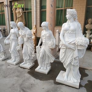 Scultura in pietra a grandezza naturale intagliata a mano in marmo greco a quattro stagioni dea statua della signora in vendita - Product Image 6