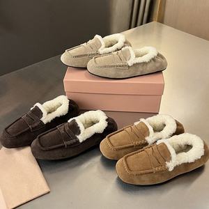 Zapatos informales marrones de lujo para mujer de marca Original MIUS, zapatos de felpa y cálidos antideslizantes, zapatos planos cálidos de gamuza para mujer - Product Image 6
