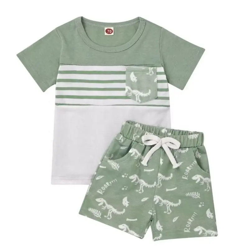 Toddler Baby Boy Clothes Boys Summer Outfits Short Sleeve Dinosaur T-Shirt   Shorts Set 2Pcs