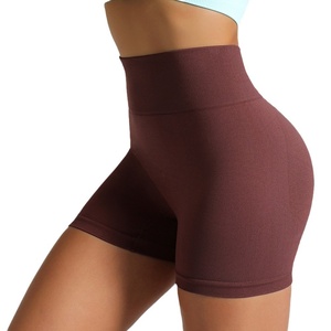 Femmes XL taille haute Fitness pantalon pêche hanche sans couture tricoté Yoga Shorts serré-Fit course sport Shorts taille élastique solide - Product Image 6
