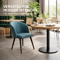 Fauteuil en tissu taupe moucheté, dossier arrondi, assise rembourrée, pieds coniques noirs pour restaurant, bistro et café