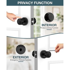 Calzibeno - Manijas de Puerta Negras Mate, de Aleación de Zinc, Redondas, Vintage, con Cerradura, para Interiores, Ambidiestras, Fácil Instalación - Product Image 4