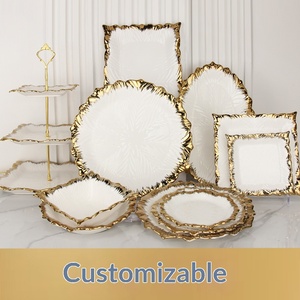 Juego de Vajilla de Cerámica Blanca de Lujo con Borde Festoneado Dorado para Recepciones de Boda, Cenas Elegantes y Eventos de Banquetes - Product Image 5