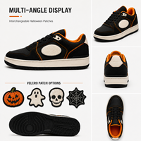 Chaussures de skate personnalisables DIY Halloween été/hiver avec patchs Velcro interchangeables, motifs crâne et fantôme, unisexe, vente en gros, personnalisées