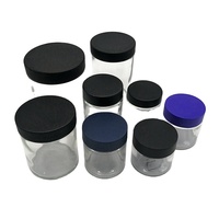 Pot en verre pour fleurs de 1 2 3 4 5 6 8 10 12 16 18 oz, pot à parois droites, récipient de stockage alimentaire à l'épreuve des enfants avec couvercle noir résistant aux enfants