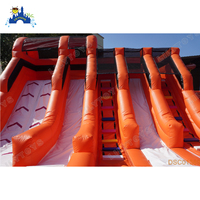 Parcours d'obstacles gonflable commercial orange avec toboggan, équipement de terrain de jeu gonflable extérieur pour enfants pour location en parc d'attractions