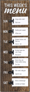 JUNJI Panneau de menu quotidien en <span class=keywords><strong>bois</strong></span> rustique pour la cuisine Planificateur de repas hebdomadaire avec clips magnétiques Décoration intérieure Tableau peint - Product Image 2