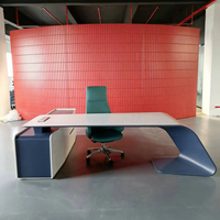 Ensemble de meubles de bureau de direction blancs de luxe à haute brillance Bureau d'armoire supplémentaire en panneau MDF design moderne E1