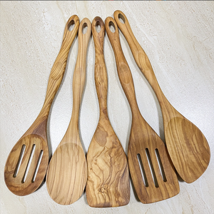أدوات مائدة وملعقة وملعقة منزلية من خشب الزيتون الصلب للمطبخ وغرفة الطعام - Product Image 1