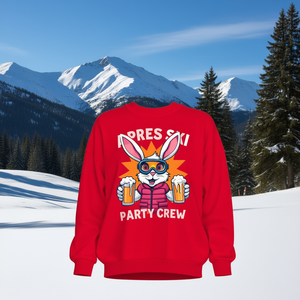 Sudadera de punto de manga larga para mujer, roja, con estampado de conejo de dibujos animados y cerveza, informal, para invierno, 100% poliéster - Product Image 2