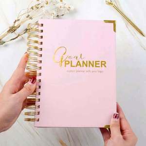 Custom Logo 2025 A5 Pink Spiral Binding Paper Weekly/Monthly Manifestation Goal Planner Notebook - Product Image 1