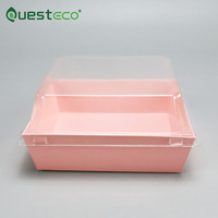 Emballage alimentaire en papier rose de qualité alimentaire QUESTECO pour la livraison de mochi, de beignets, de pâtes à beignets et de biscuits, avec logo personnalisé, pour la vente en gros
