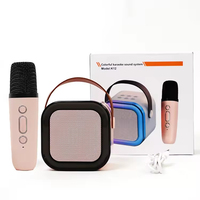 Mini haut-parleur karaoké portable avec microphone sans fil et lumières colorées pour enfants et adultes, métal actif RGB
