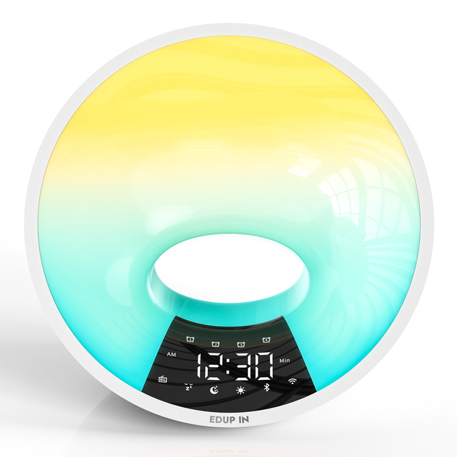 EDUP High Quality Smart Wake up Light Sunrise Alarm Clock with Soothing White Noise for Enhanced Sleep Experience