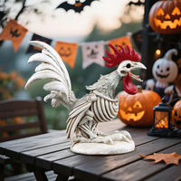 Estatua de Gallo Esqueleto, Figura de Pollo Esqueleto, Escultura de Animal Esqueleto Gótico para Decoración de Interiores, Exteriores y Fiestas en Casa