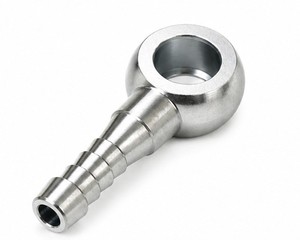 Premium Stainless Steel <b>Banjo</b> <b>Fitting</b> Bolt With Hose Barb And Passivated Surface For Brake Line Systems - Product Image 1