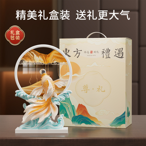 Ornement Peinture de Sable Flottant Poisson Rouge Sculpture d'Art 3D Vague Décoration Moderne Salon Cadeau de Pendaison de Crémaillère - Product Image 5