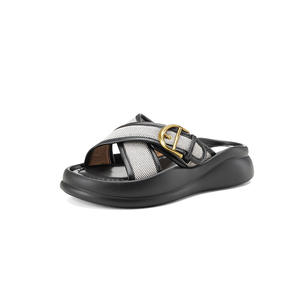 Nuevas sandalias retro de punta redonda para mujer, con correas de cuero, ideales para uso casual, zapatos de suela gruesa - Product Image 1