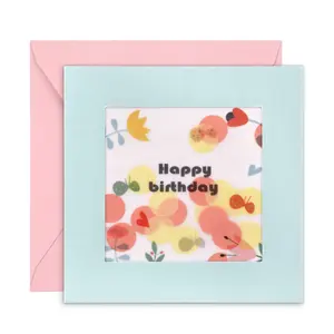 맞춤형 인쇄 사각 종이 세련된 미니멀리스트 꽃 생일 축하 카드