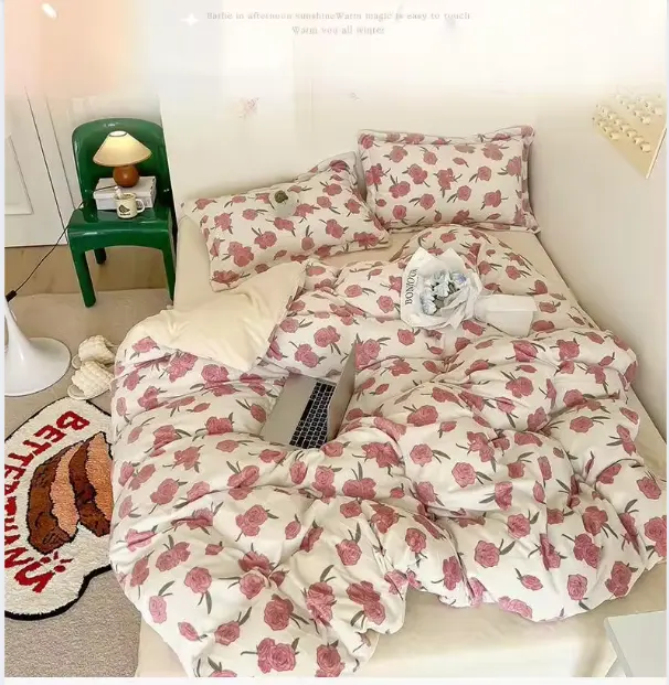 Yeni sıcak satış ürünleri karikatür çizgili desen çarşaf yatak çarşaf setleri yastık kılıfı nevresim setleri