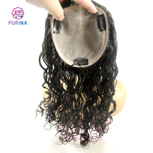 FURINA populaire haut en soie 12*13 grande peau blanche Base de cheveux humains 16 pouces eau bouclés cheveux Toppers pour les femmes - Product Image 1