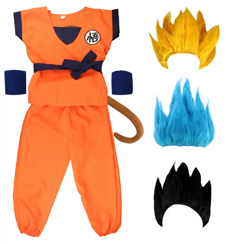 Japanese Anime Costumes Dragon Children Halloween Cos Costumes Goku Ball Cosplay Party Full Set For Kids