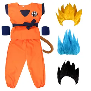 Kostum Anime Jepang Kostum Naga Anak-anak Halloween Cos Pesta Cosplay Goku Bola Set Lengkap untuk Anak-anak