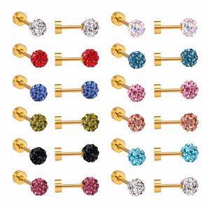 Pendientes de circonita de moda con cierre de rosca para bebé, diseño de joyería de acero inoxidable 316L a precio mayorista - Product Image 1