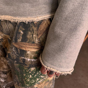 T-Shirt da <span class=keywords><strong>Uomo</strong></span> Personalizzata 100% <span class=keywords><strong>Cotone</strong></span> con Orlo Grezzo, Manica Lunga Tagliata, Maglietta Casual Semplice, Produttore di Felpe - Product Image 4