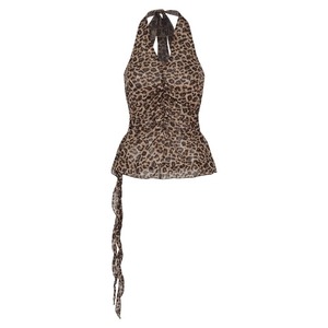 Camisole Halter Rétro à Imprimé Léopard avec Dos Nu et Col en V pour Femme, Coupe Slim, Sans Manches, Style Spice Girl, Été - Product Image 1