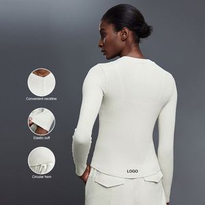 Haut <span class=keywords><strong>à</strong></span> col <span class=keywords><strong>Henry</strong></span> en modal confortable pour femmes, manches longues, col boutonné, respirant, léger, pour le fitness, l'entraînement et le yoga - Product Image 2