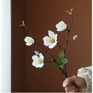 Chinese-Style Mini Realistic <strong>Magnolia</strong> Flower Handmade Dry Branch Zen-Inspired Artificial Floral Art for Christmas Dining <strong>Table</strong> - Product Image 2