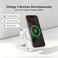 Station de charge sans fil magnétique pliable 3 en 1 pour iPhone, iWatch, AirPods, écouteurs, téléphone, support de charge sans fil 15W