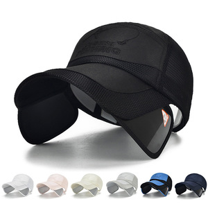 <b>Summer</b> Outdoor Sun Protection Baseball Cap Breathable Mesh Drawstring Brim For Men Women Adult Sports <b>Hat</b> Black - Product Image 5