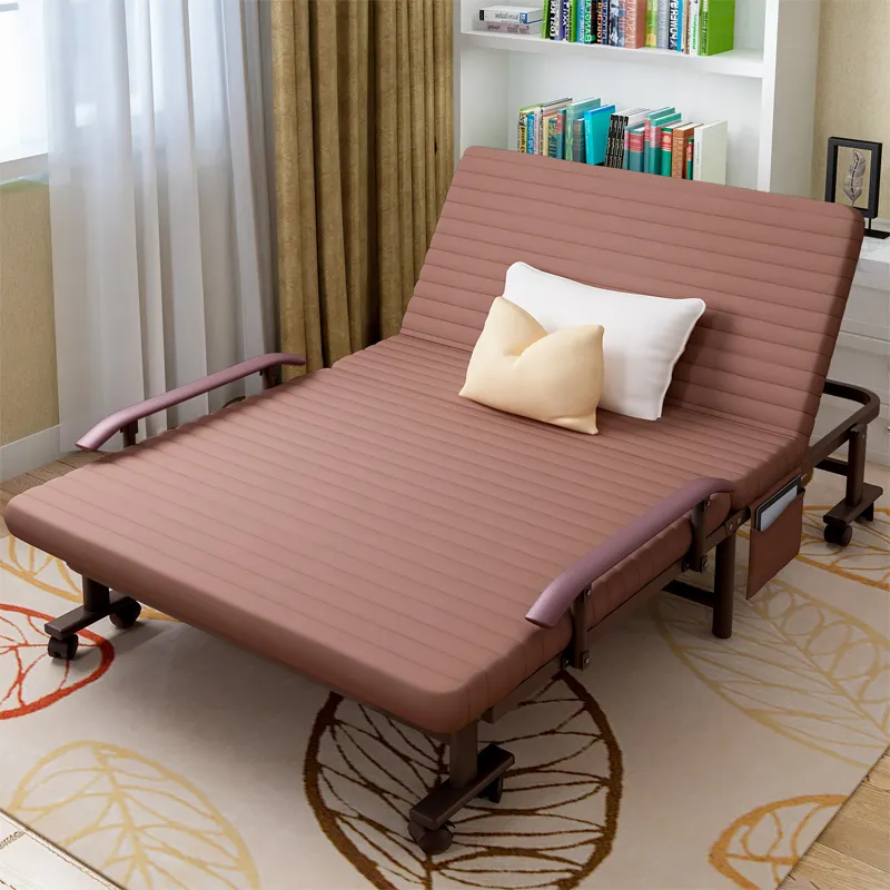Cama dobrável de luxo com design moderno, multifuncional, cama dupla, sofá grande, portátil, pequena, de metal, simples