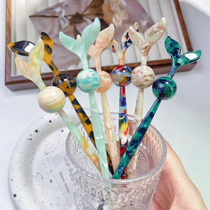 Qianjinは女性の女の子のためのカスタムヴィンテージヘアアクセサリーを受け入れますフィッシュテールシェイプセルロースアセテートヘアスティック - Product Image 2