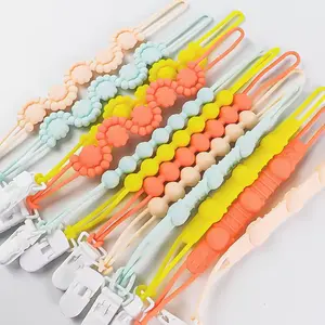 Manufacturer Custom Competitive Price Soft Kid Baby Child Chewing Silicone Teething Toy Teether Pacifier Clips Chain
