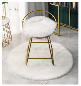 Funda redonda de piel de oveja para silla, alfombrilla suave, peluda, lisa, mullida, para dormitorio, nueva - Product Image 6